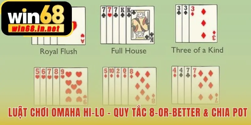 Luật chơi Poker Omaha Hi-Lo nhấn mạnh quy tắc 8-or-Better